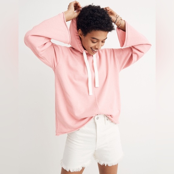 Madewell Tops - Madewell Bell-Sleeve Hoodie Sweatshirt in Pink Icing, Size XS